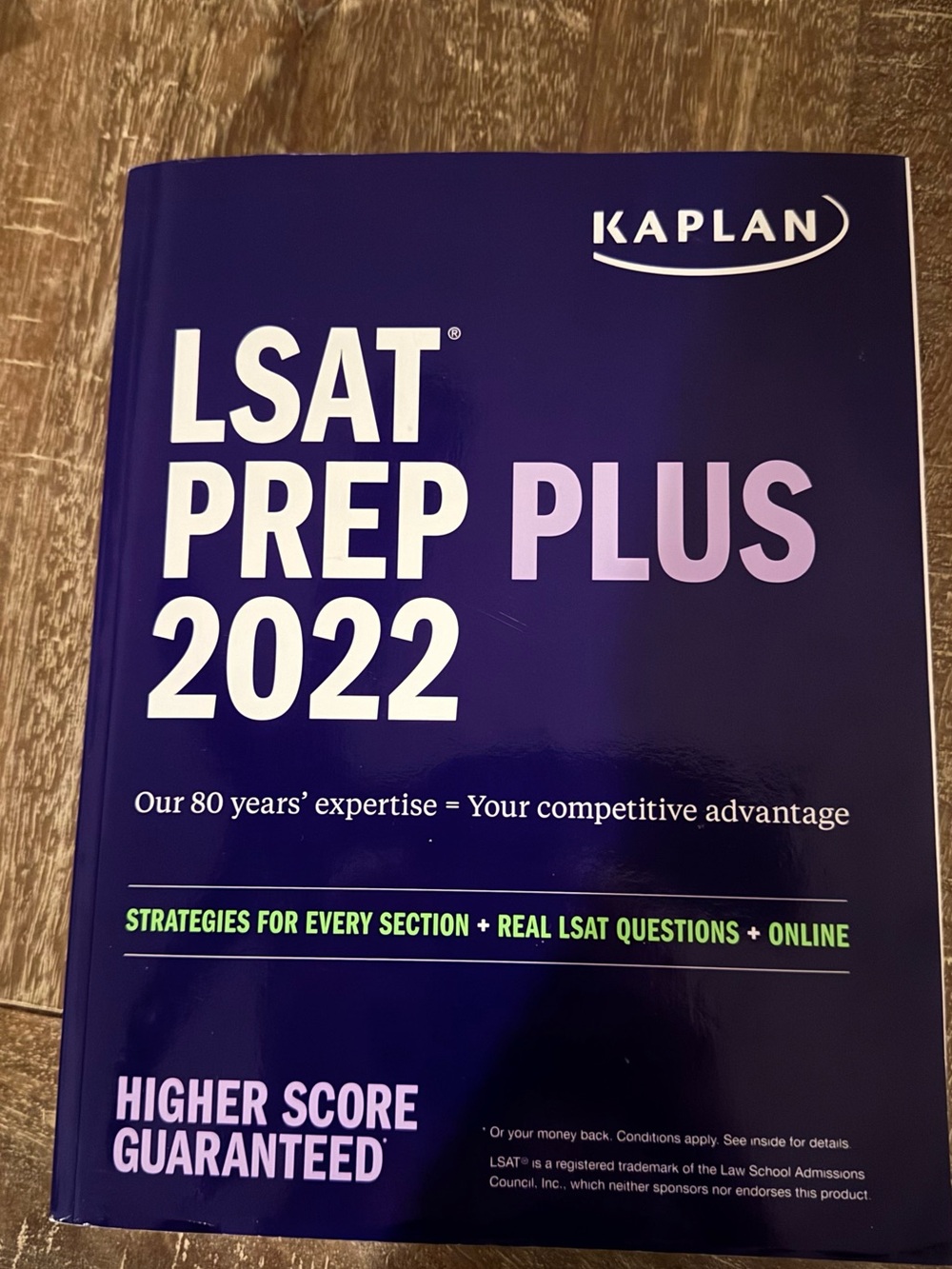 Kaplan LSAT Prep Book 2022 — Deep Purple Cover with White Text